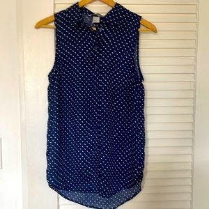 H&M blouse color Blue with white dots size 6